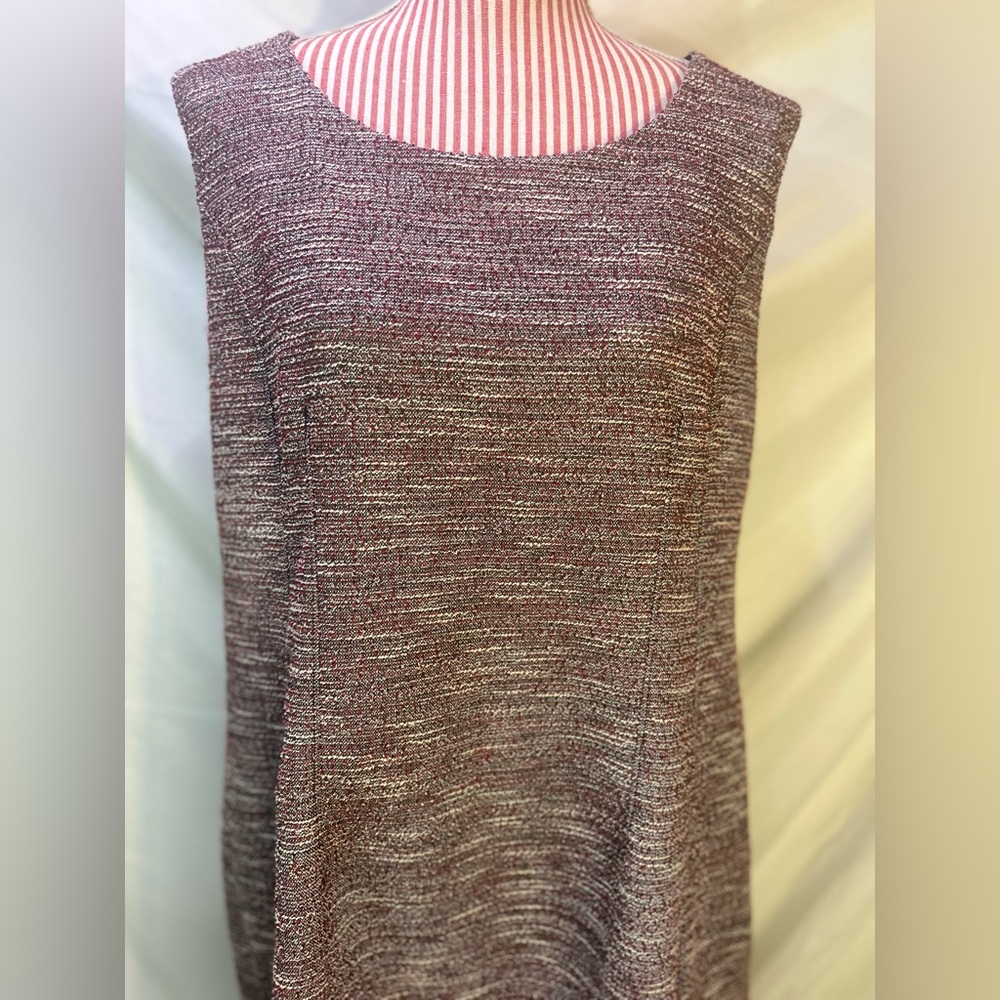 NWT Ann Taylor LOFT Plus Purple Pink Boucle Tweed Sleeveless Shift Dress Size 20 - Picture 3 of 10